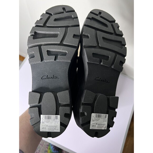 Clarks Calla Ruby Leather Chunky Loafer Window Pane Plaid Women Size 7 - Picture 4 of 5